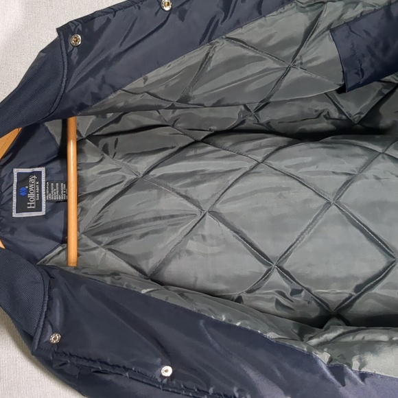 Bomber Jacket Men's Holloway WWII Air Force UK England Navy Blue Yellow Medium - Picture 12 of 14